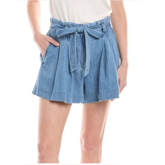 Sam Edelman Womens Romy Pleated Trouser Shorts w/belt, Blue denim size 16 NWT - Picture 1 of 7